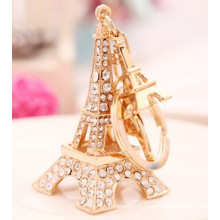 2015 hot sale promotion product crystal eiffel tower keychains wholesale